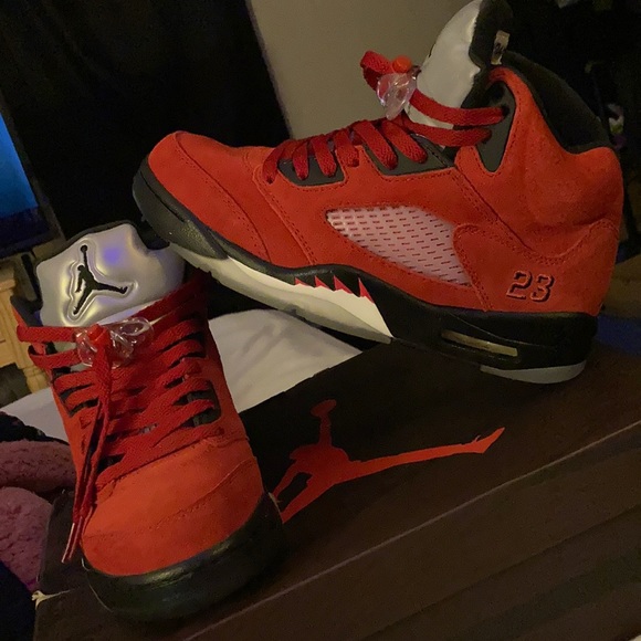 retro 5s red suede
